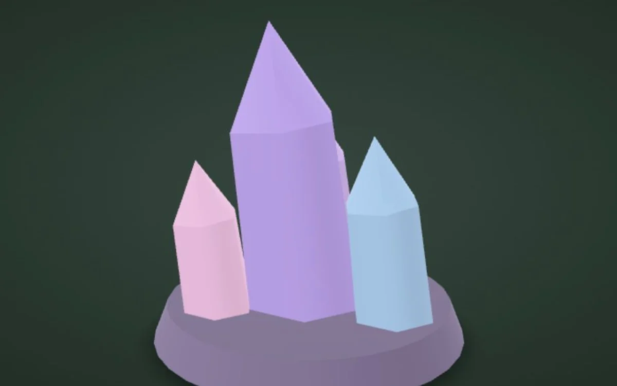 A violet crystal sculpture for phone augmented reality